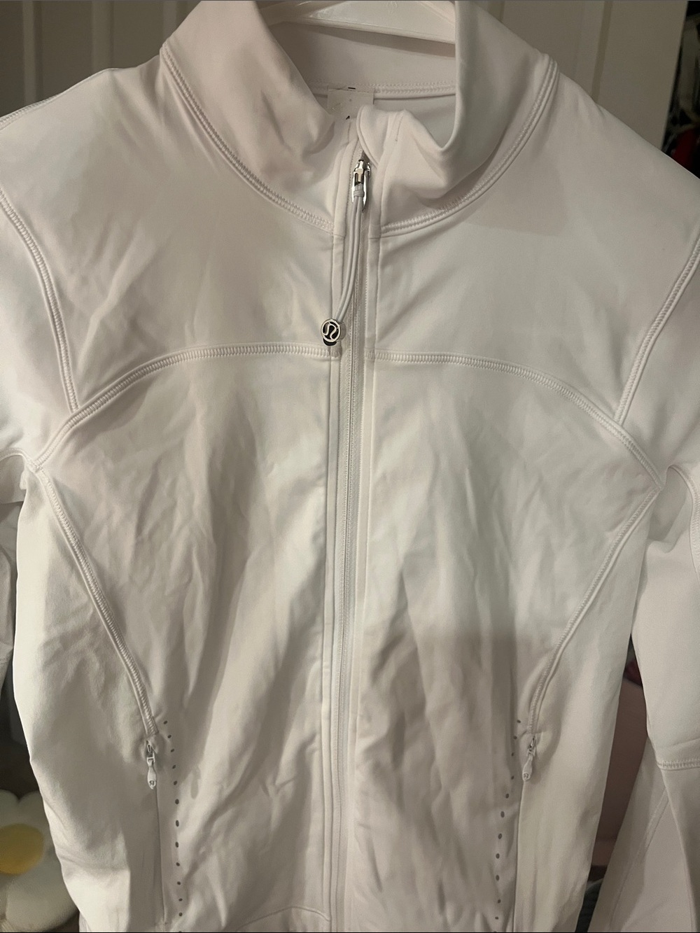 Fitted snug streatch material lululemon athletica White Full-Zip Utility Jacket